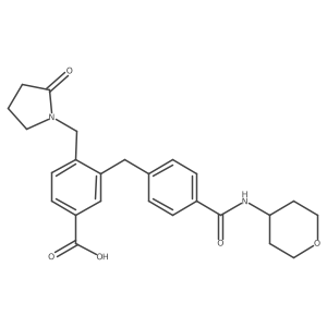 4-[(2-Oxo-1-pyrrolidinyl)methyl]-3-[[4-[[(tetrahydro-2H-pyran-4-yl)amino]carbonyl]phenyl]methyl]benzoic acid结构式