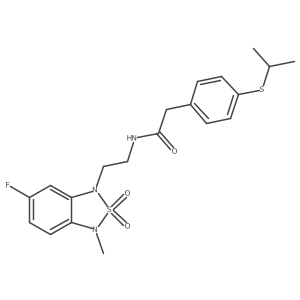 N-(2-(6-fluoro-3-methyl-2,2-dioxidobenzo[c][1,2,5]thiadiazol-1(3H)-yl)ethyl)-2-(4-(isopropylthio)phenyl)acetamide结构式