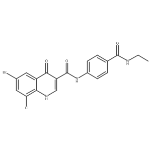 6-Bromo-8-chloro-N-(4-(ethylcarbamoyl)phenyl)-4-oxo-1,4-dihydroquinoline-3-carboxamide结构式