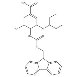 (3R,4R,5S)-5-amino-4-({[(9H-fluoren-9-yl)methoxy]carbonyl}amino)-3-(pentan-3-yloxy)cyclohex-1-ene-1-carboxylic acid结构式
