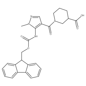 (3S)-1-[5-({[(9H-fluoren-9-yl)methoxy]carbonyl}amino)-1-methyl-1H-pyrazole-4-carbonyl]piperidine-3-carboxylic acid结构式