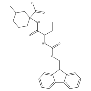 1-[(2R)-2-({[(9H-fluoren-9-yl)methoxy]carbonyl}amino)butanamido]-3-methylcyclohexane-1-carboxylic acid结构式