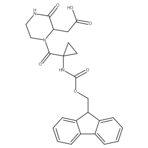 2-{1-[1-({[(9H-fluoren-9-yl)methoxy]carbonyl}amino)cyclopropanecarbonyl]-3-oxopiperazin-2-yl}acetic acid Structure