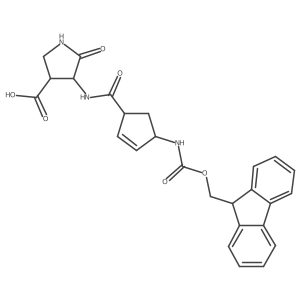 4-[4-({[(9H-fluoren-9-yl)methoxy]carbonyl}amino)cyclopent-2-ene-1-amido]-5-oxopyrrolidine-3-carboxylic acid结构式