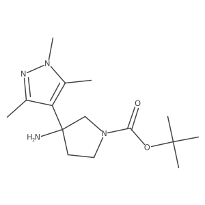 tert-butyl 3-amino-3-(trimethyl-1H-pyrazol-4-yl)pyrrolidine-1-carboxylate Structure
