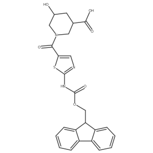 1-[2-({[(9H-fluoren-9-yl)methoxy]carbonyl}amino)-1,3-thiazole-5-carbonyl]-5-hydroxypiperidine-3-carboxylic acid Structure