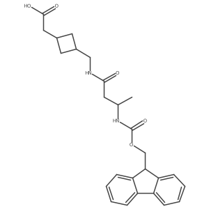 2-(3-{[3-({[(9H-fluoren-9-yl)methoxy]carbonyl}amino)butanamido]methyl}cyclobutyl)acetic acid结构式