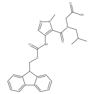 2-{1-[4-({[(9H-fluoren-9-yl)methoxy]carbonyl}amino)-1-methyl-1H-pyrazol-5-yl]-N-(2-methylpropyl)formamido}acetic acid Structure