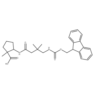 2-[4-({[(9H-fluoren-9-yl)methoxy]carbonyl}amino)-3,3-dimethylbutanamido]-1-methylcyclopentane-1-carboxylic acid结构式