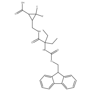 rac-(1R,3S)-3-{[2-ethyl-2-({[(9H-fluoren-9-yl)methoxy]carbonyl}amino)butanamido]methyl}-2,2-difluorocyclopropane-1-carboxylic acid结构式