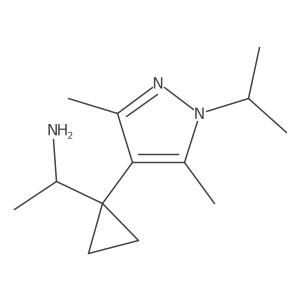 1-{1-[3,5-dimethyl-1-(propan-2-yl)-1H-pyrazol-4-yl]cyclopropyl}ethan-1-amine结构式