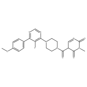 5-[4-[5-fluoro-6-(4-methoxyphenyl)pyrimidin-4-yl]piperazine-1-carbonyl]-3-methyl-5H-pyrimidine-2,4-dione结构式