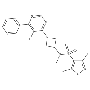 N-[1-(5-Fluoro-6-phenylpyrimidin-4-yl)azetidin-3-yl]-N,3,5-trimethyl-1,2-oxazole-4-sulfonamide Structure