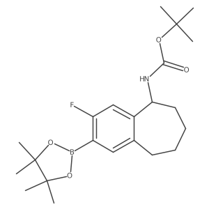 tert-butyl N-[(5R)-3-fluoro-2-(4,4,5,5-tetramethyl-1,3,2-dioxaborolan-2-yl)-6,7,8,9-tetrahydro-5H-benzo[7]annulen-5-yl]carbamate结构式