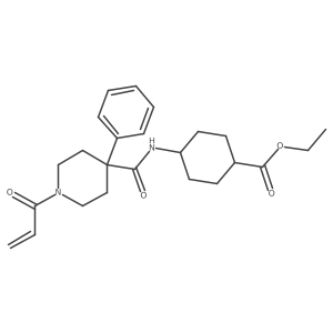Ethyl (1r,4r)-4-[4-phenyl-1-(prop-2-enoyl)piperidine-4-amido]cyclohexane-1-carboxylate结构式