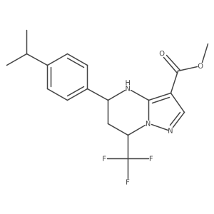 methyl 5-[4-(propan-2-yl)phenyl]-7-(trifluoromethyl)-4H,5H,6H,7H-pyrazolo[1,5-a]pyrimidine-3-carboxylate结构式