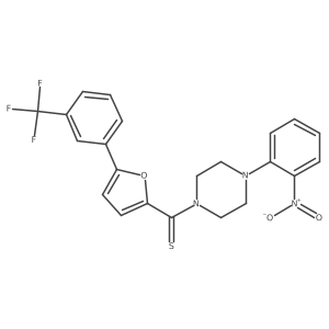 (4-(2-Nitrophenyl)piperazin-1-yl)(5-(3-(trifluoromethyl)phenyl)furan-2-yl)methanethione结构式