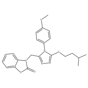 3-((5-(isopentylthio)-4-(4-methoxyphenyl)-4H-1,2,4-triazol-3-yl)methyl)benzo[d]thiazol-2(3H)-one Structure