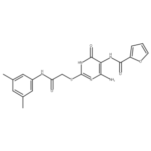 N-(4-amino-2-((2-((3,5-dimethylphenyl)amino)-2-oxoethyl)thio)-6-oxo-1,6-dihydropyrimidin-5-yl)furan-2-carboxamide结构式