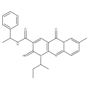 7-(butan-2-yl)-6-imino-13-methyl-2-oxo-N-(1-phenylethyl)-1,7,9-triazatricyclo[8.4.0.0^{3,8}]tetradeca-3(8),4,9,11,13-pentaene-5-carboxamide Structure