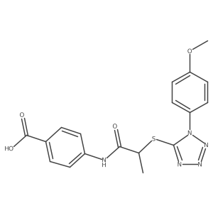 4-(2-((1-(4-methoxyphenyl)-1H-tetrazol-5-yl)thio)propanamido)benzoic acid Structure