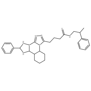 4-{9-phenyl-2,4,5,7,8,10-hexaazatetracyclo[10.4.0.0^{2,6}.0^{7,11}]hexadeca-1(16),3,5,8,10,12,14-heptaen-3-yl}-N-(2-phenylpropyl)butanamide Structure