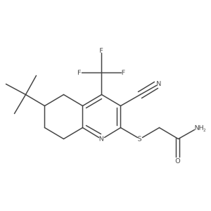 2-{[6-Tert-butyl-3-cyano-4-(trifluoromethyl)-5,6,7,8-tetrahydroquinolin-2-yl]sulfanyl}acetamide结构式