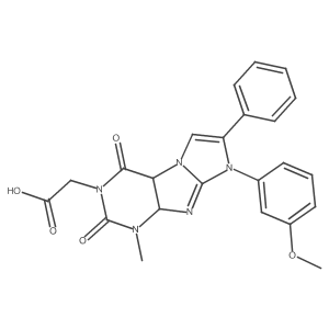 2-[6-(3-Methoxyphenyl)-4-methyl-1,3-dioxo-7-phenyl-4a,9a-dihydropurino[7,8-a]imidazol-2-yl]acetic acid结构式
