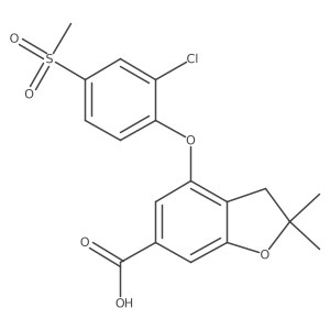 4-(2-Chloro-4-methanesulfonyl-phenoxy)-2,2-dimethyl-2,3-dihydro-benzofuran-6-carboxylic acid结构式