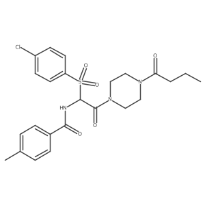 N-(2-(4-butyrylpiperazin-1-yl)-1-((4-chlorophenyl)sulfonyl)-2-oxoethyl)-4-methylbenzamide Structure