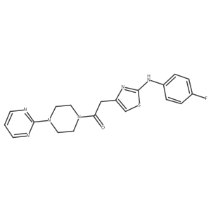 2-{2-[(4-Fluorophenyl)amino]-1,3-thiazol-4-yl}-1-[4-(pyrimidin-2-yl)piperazin-1-yl]ethan-1-one结构式