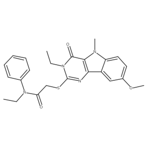 N-ethyl-2-({3-ethyl-8-methoxy-5-methyl-4-oxo-3H,4H,5H-pyrimido[5,4-b]indol-2-yl}sulfanyl)-N-phenylacetamide结构式