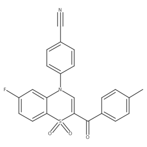 4-[6-fluoro-2-(4-methylbenzoyl)-1,1-dioxido-4H-1,4-benzothiazin-4-yl]benzonitrile Structure