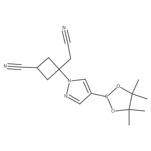 3-(Cyanomethyl)-3-(4-(4,4,5,5-tetramethyl-1,3,2-dioxaborolan-2-yl)-1H-pyrazol-1-yl)cyclobutane-1-carbonitrile Structure