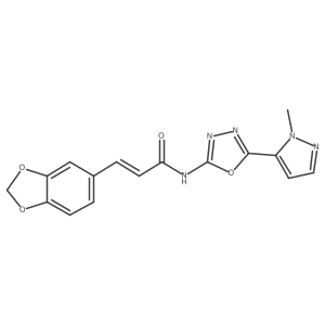 (Z)-3-(benzo[d][1,3]dioxol-5-yl)-N-(5-(1-methyl-1H-pyrazol-5-yl)-1,3,4-oxadiazol-2-yl)acrylamide Structure