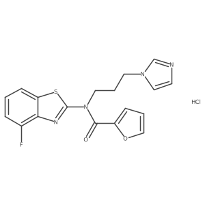 N-(3-(1H-imidazol-1-yl)propyl)-N-(4-fluorobenzo[d]thiazol-2-yl)furan-2-carboxamide hydrochloride结构式