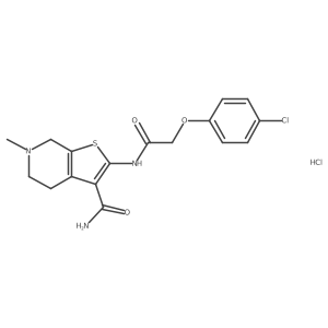 2-(2-(4-Chlorophenoxy)acetamido)-6-methyl-4,5,6,7-tetrahydrothieno[2,3-c]pyridine-3-carboxamide hydrochloride结构式