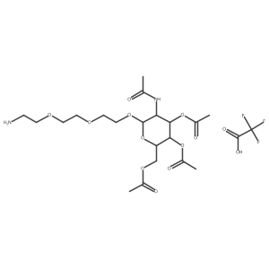 (2R,3R,4R,5R,6R)-5-Acetamido-2-(acetoxymethyl)-6-(2-(2-(2-aminoethoxy)ethoxy)ethoxy)tetrahydro-2H-pyran-3,4-diyl diacetate 2,2,2-trifluoroacetate Structure