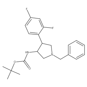 rel-tert-Butyl ((3R,4S)-1-benzyl-4-(2,4-difluorophenyl)pyrrolidin-3-yl)carbamate结构式