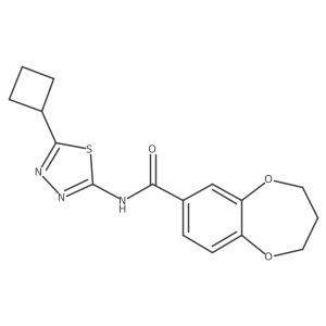 N-[(2Z)-5-cyclobutyl-1,3,4-thiadiazol-2(3H)-ylidene]-3,4-dihydro-2H-1,5-benzodioxepine-7-carboxamide结构式