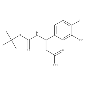(S)-3-(3-Bromo-4-fluorophenyl)-3-((tert-butoxycarbonyl)amino)propanoic acid结构式