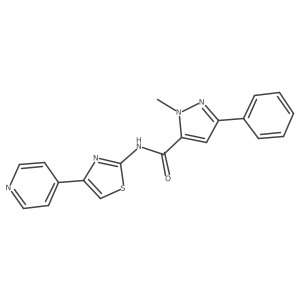 1-methyl-3-phenyl-N-(4-(pyridin-4-yl)thiazol-2-yl)-1H-pyrazole-5-carboxamide结构式