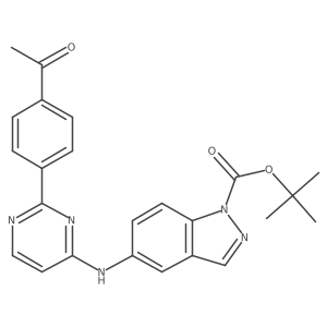 Tert-butyl 5-[[2-(4-acetylphenyl)pyrimidin-4-yl]amino]-1H-indazole-1-carboxylate结构式