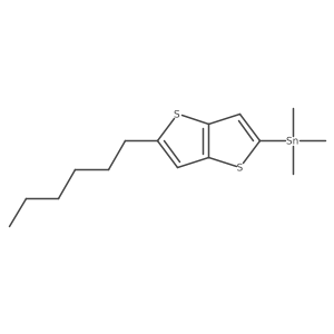 (5-Hexylthieno[3,2-b]thiophen-2-yl)trimethylstannane结构式