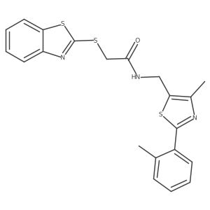 2-(benzo[d]thiazol-2-ylthio)-N-((4-methyl-2-(o-tolyl)thiazol-5-yl)methyl)acetamide结构式