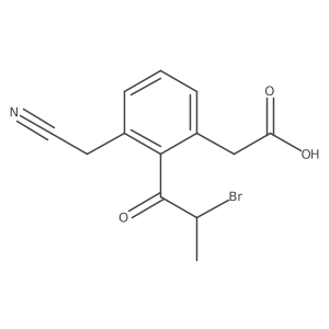 CC(Br)C(=O)c1c(CC#N)cccc1CC(=O)O结构式