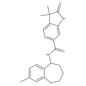 1H-Indole-6-carboxamide, N-(8-fluoro-2,3,4,5-tetrahydro-1-benzoxepin-5-yl)-2,3-dihydro-3,3-dimethyl-2-oxo- Structure