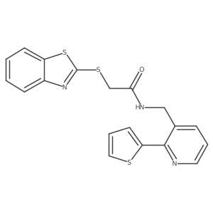 2-(benzo[d]thiazol-2-ylthio)-N-((2-(thiophen-2-yl)pyridin-3-yl)methyl)acetamide结构式