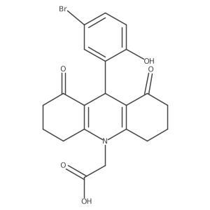 10(1H)-Acridineacetic acid, 9-(5-bromo-2-hydroxyphenyl)-2,3,4,5,6,7,8,9-octahydro-1,8-dioxo- Structure