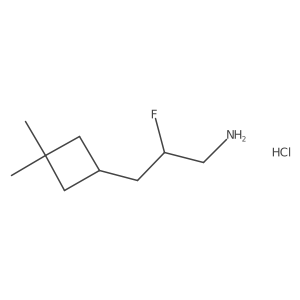 3-(3,3-Dimethylcyclobutyl)-2-fluoropropan-1-amine hydrochloride结构式